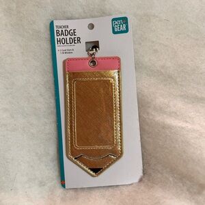 -New- Teacher Gold/Pink Pencil Badge ID Holder by Pen+Gear
